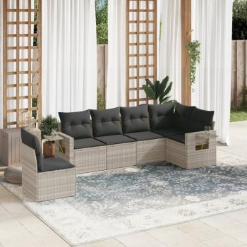 ARDEBO.de - 6-tlg. Garten-Sofagarnitur mit Kissen Hellgrau Poly Rattan