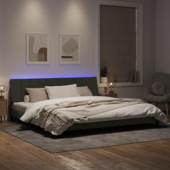 Bettgestell mit LED-Leuchten Hellgrau 200x200 cm Samt