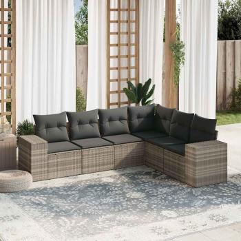 ARDEBO.de - 6-tlg. Garten-Sofagarnitur mit Kissen Hellgrau Poly Rattan