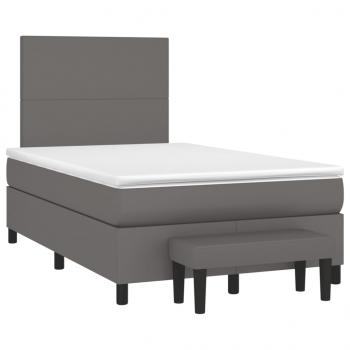 ARDEBO.de - Boxspringbett mit Matratze Grau 120x190 cm Kunstleder