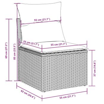 3-tlg. Garten-Sofagarnitur mit Kissen Hellgrau Poly Rattan