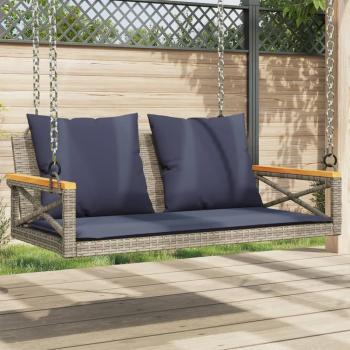 ARDEBO.de - Hängebank mit Kissen Grau 109x62x40 cm Poly Rattan
