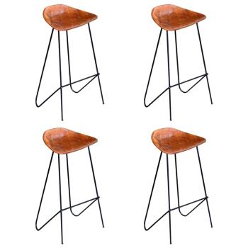 ARDEBO.de - Barhocker 4 Stk. Braun Echtleder