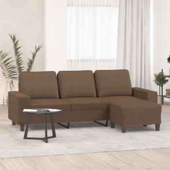 ARDEBO.de - 3-Sitzer-Sofa mit Hocker Braun 180 cm Stoff
