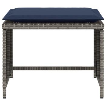 Gartenstuhl mit Fußhocker Grau Poly Rattan