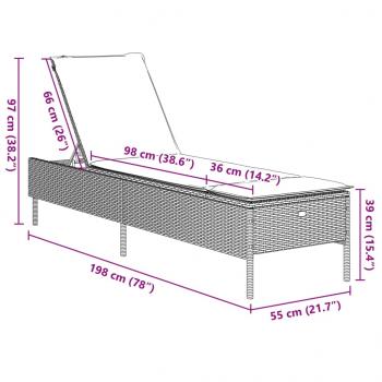 Sonnenliegen mit Auflagen 2 Stk. Grau Poly Rattan