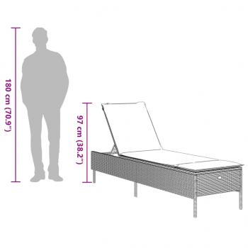 Sonnenliegen mit Auflagen 2 Stk. Grau Poly Rattan