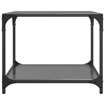 Couchtisch mit Glasplatte Schwarz 50x50x40 cm Stahl