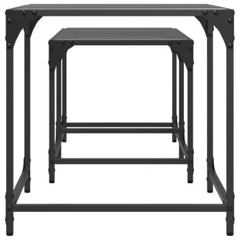 Satztische 2 Stk. mit Glasplatte Schwarz Stahl