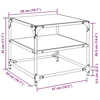 Couchtisch mit Glasplatte Schwarz 50x50x45 cm Stahl