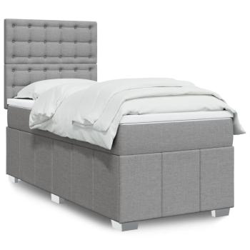 ARDEBO.de - Boxspringbett mit Matratze Hellgrau 90x200 cm Stoff