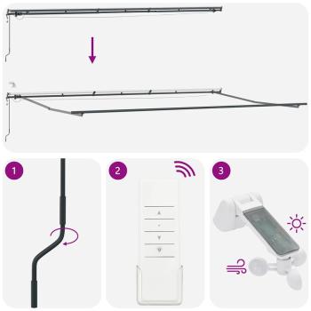 Markise Automatisch mit LEDs Anthrazit & Weiß 600x300 cm