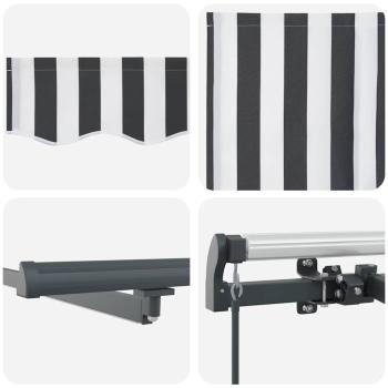 Markise Manuell mit LEDs Anthrazit & Weiß 600x300 cm