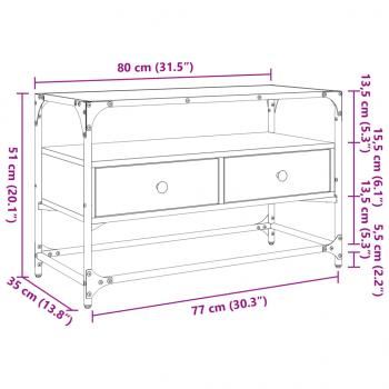 TV-Schrank mit Glasplatte Sonoma-Eiche 80x35x51cm Holzwerkstoff