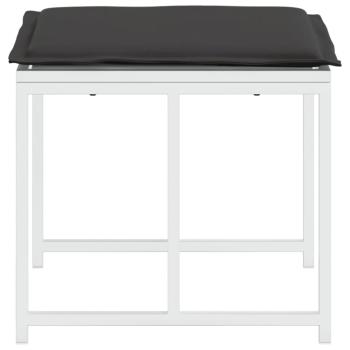 Gartenhocker mit Kissen 4 Stk. Weiß Stahl und Textilene