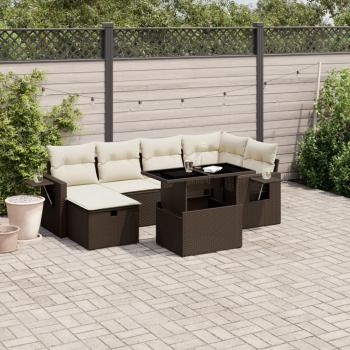 ARDEBO.de - 7-tlg. Garten-Sofagarnitur mit Kissen Braun Poly Rattan