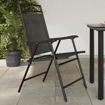 ARDEBO.de - Klappbare Gartenstühle 4 Stk. Graumeliert Stahl und Textilene