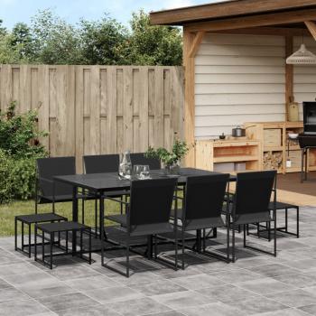 ARDEBO.de - 11-tlg. Garten-Essgruppe Schwarz Textilene