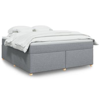 ARDEBO.de - Boxspringbett mit Matratze Hellgrau 180x200 cm Stoff