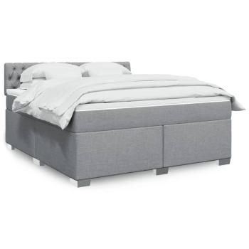 ARDEBO.de - Boxspringbett mit Matratze Hellgrau 180x200 cm Stoff