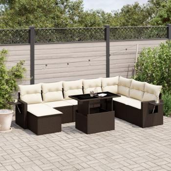 ARDEBO.de - 9-tlg. Garten-Sofagarnitur mit Kissen Braun Poly Rattan