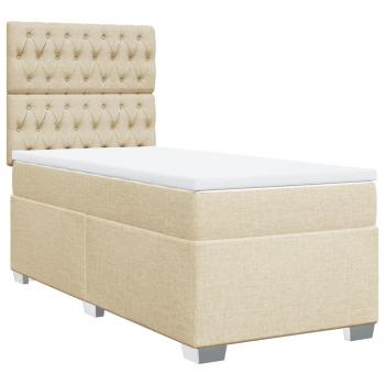 ARDEBO.de - Boxspringbett mit Matratze Creme 90x200 cm Stoff