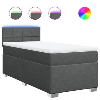 ARDEBO.de - Boxspringbett mit Matratze Dunkelgrau 80x200 cm Stoff