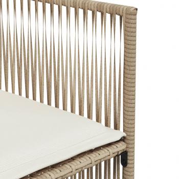 7-tlg. Garten-Essgruppe mit Kissen Beige Poly Rattan