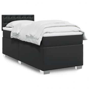 ARDEBO.de - Boxspringbett mit Matratze Schwarz 90x190 cm Kunstleder
