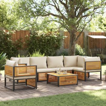 ARDEBO.de - 7-tlg. Garten-Sofagarnitur mit Kissen Massivholz Akazie