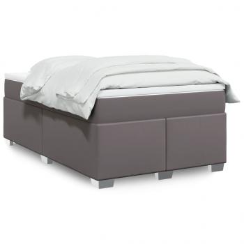ARDEBO.de - Boxspringbett mit Matratze Grau 120x200 cm Kunstleder