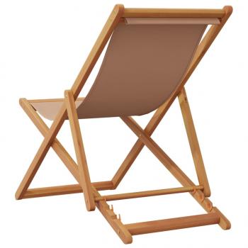 Strandstühle 2 Stk. Klappbar Taupe Stoff und Massivholz