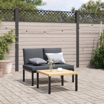 ARDEBO.de - Gartenbank mit Kissen Schwarz Aluminium