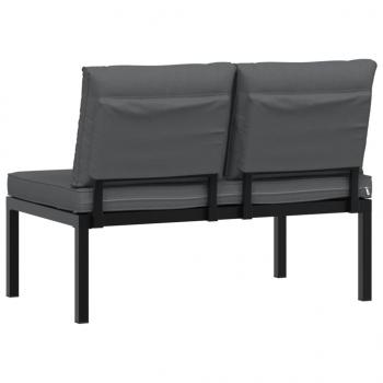 Gartenbank mit Kissen Schwarz Aluminium