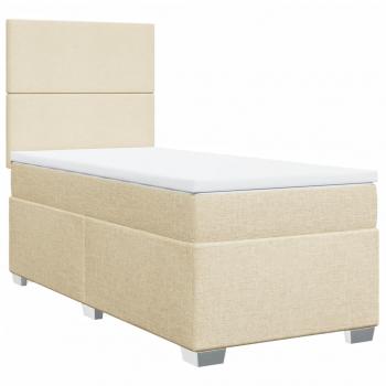 Boxspringbett mit Matratze Creme 90x190 cm Stoff