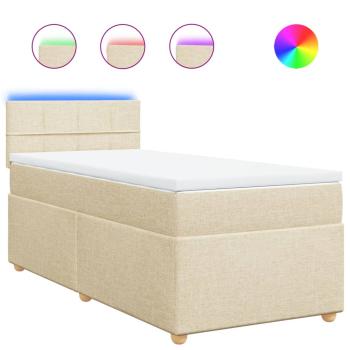 ARDEBO.de - Boxspringbett mit Matratze Creme 100x200 cm Stoff