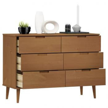ARDEBO.de - Schubladenschrank MOLDE Braun 113x40x80 cm Massivholz Kiefer
