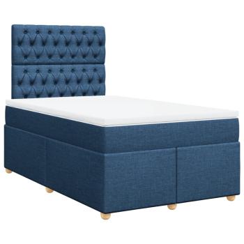 ARDEBO.de - Boxspringbett mit Matratze Blau 120x200 cm Stoff