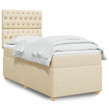 ARDEBO.de - Boxspringbett mit Matratze Creme 100x200 cm Stoff