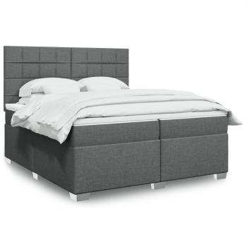 ARDEBO.de - Boxspringbett mit Matratze Dunkelgrau 200x200 cm Stoff