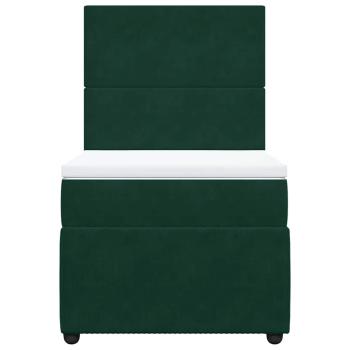 Boxspringbett mit Matratze Dunkelgrün 90x190 cm Samt