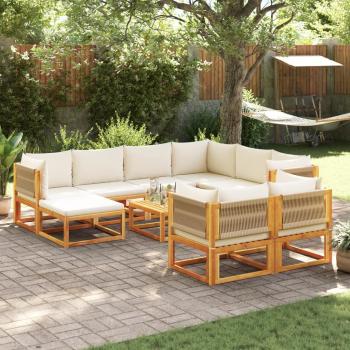 ARDEBO.de - 10-tlg. Garten-Sofagarnitur mit Kissen Massivholz Akazie