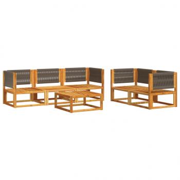6-tlg. Garten-Sofagarnitur mit Kissen Massivholz Akazie