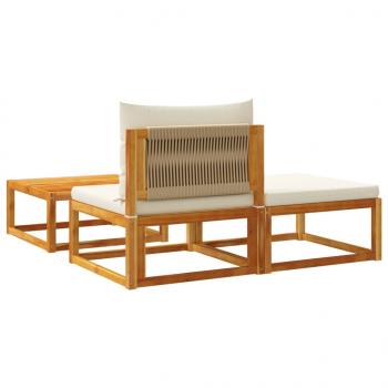 3-tlg. Garten-Sofagarnitur mit Kissen Massivholz Akazie