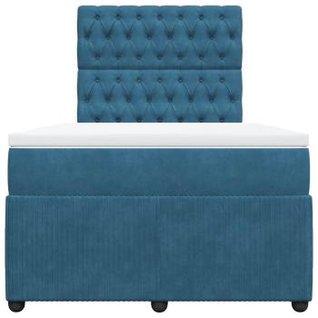Boxspringbett mit Matratze Blau 120x200 cm Samt