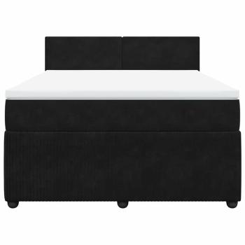 Boxspringbett mit Matratze Schwarz 140x190 cm Samt