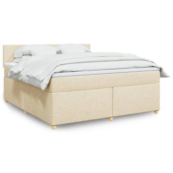 ARDEBO.de - Boxspringbett mit Matratze Creme 180x200 cm Stoff