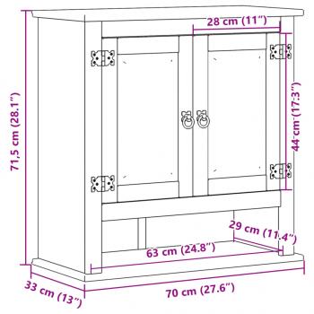 Bad-Wandschrank Corona 70x33x71,5 cm Massivholz Kiefer