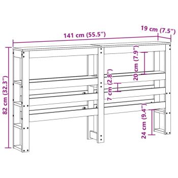 ARDEBO.de - Kopfteil mit Ablagen Weiß 135 cm Massivholz Kiefer