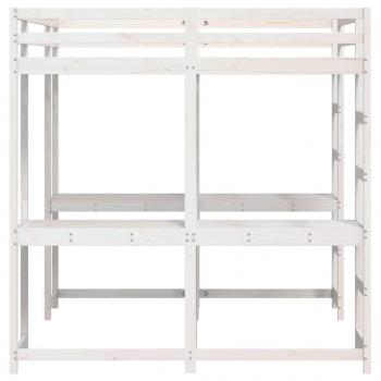 Hochbett mit Schreibtisch & Leiter Weiß 160x200 cm Kiefernholz